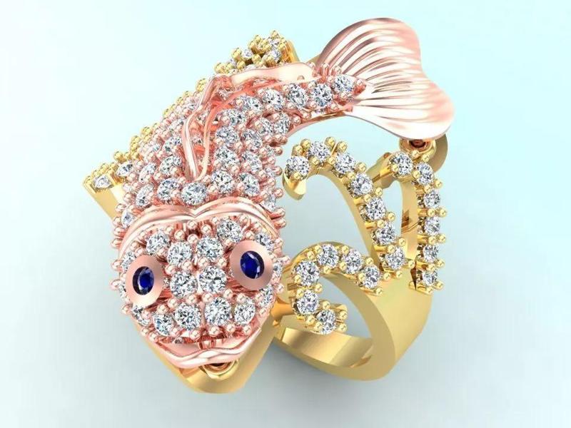 Carp Rings - Diamond Rings - Fish Rings - Womens Rings