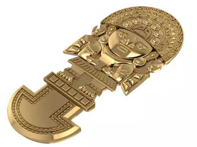 Ceremonial Mayan Pendant  3D Model for Jewelry