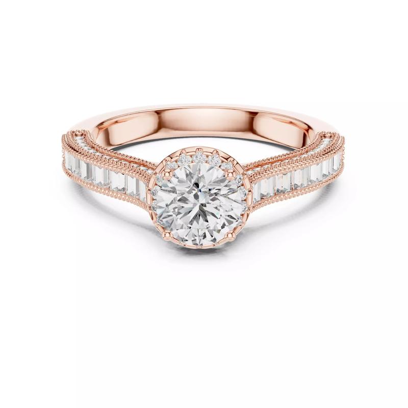Channel Set Baguette Cut Shank Round Diamond Ring 3DM STL Video