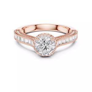 Channel Set Baguette Cut Shank Round Diamond Ring 3DM STL Video