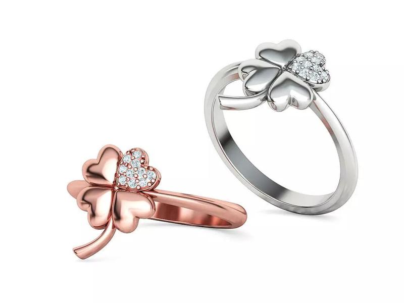 Clover Symbol Ring Diamond Clover Heart Leaves 3dmodel