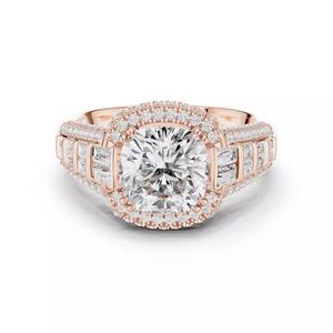 Cushion and Bar Set Baguette Cut Diamond Ring 3DM STL Video