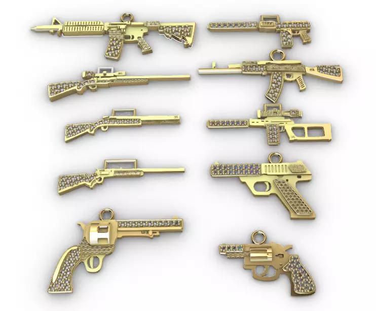 dijes- Colgantes paquete de 10 pistolas -v-