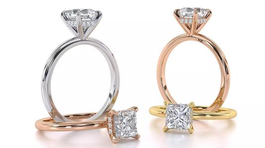 Hidden Halo Princess Engagement Rings