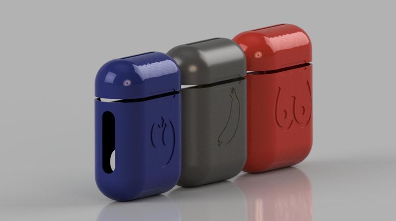3X gedruckte AirPods Hüllen aus PLA mit einzigartige Logos