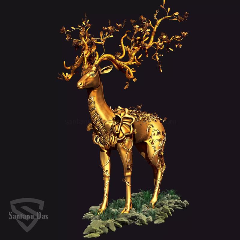 Golden Deer 3d Print