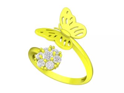 6974 Flower Butterfly Diamond Women Ring
