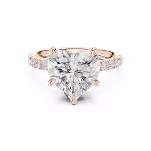 4CT Heart Cut Double Hidden Halo Pave Wedding Ring 3DM STL Video