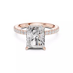 3CT Radiant Cut Double Hidden Halo Pave Diamond Ring File Video