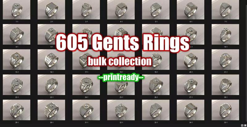 605 Gents Rings Models Bulk Collection STL 3DM Diamond Models