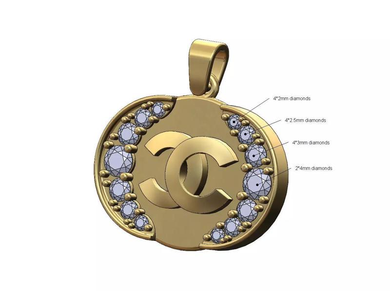 CC fashion double diamond crescent moon pendant