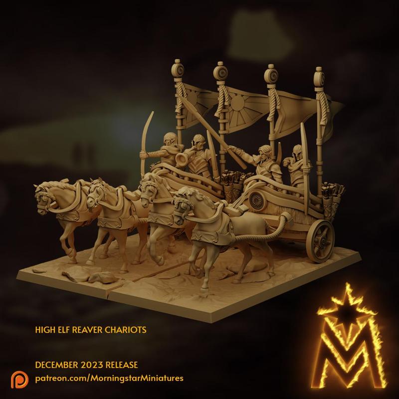 High Elf Reaver Chariots | 32mm Scale Presupported Miniatures