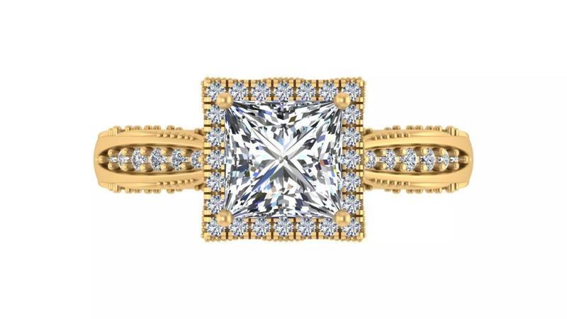 Princess-Cut Blue Gemstone Engagement Ring