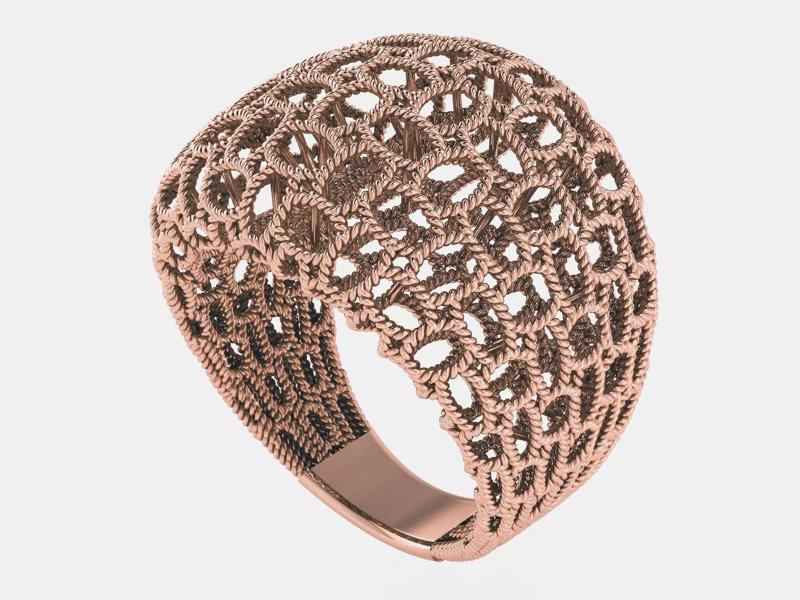 Woven Wire Mesh Plain gold ring