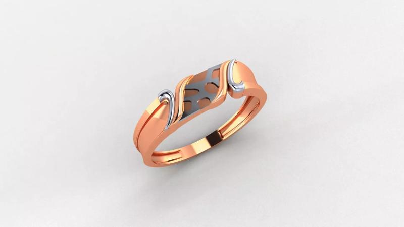 Wave Line Plain Gold Light weight minimalist Mens Band Ring