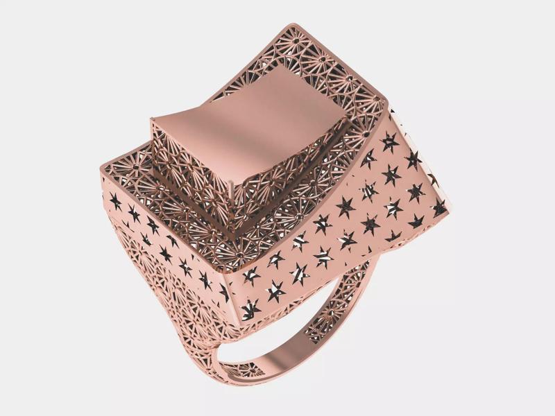 Wire Mesh Star Plain gold ring