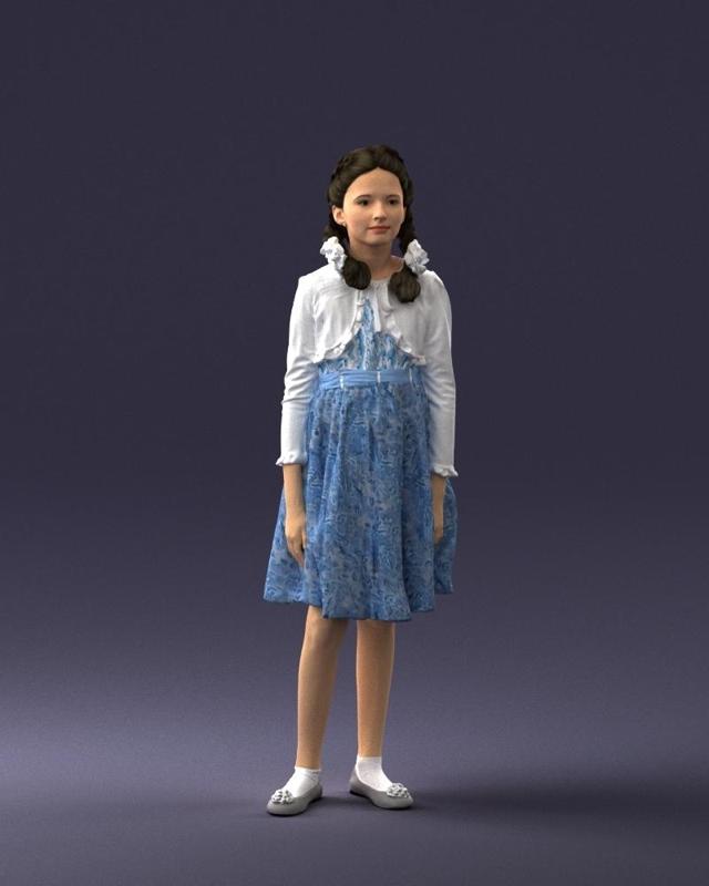000283 Young Girl in Blue Dress – Realistic Character 0809