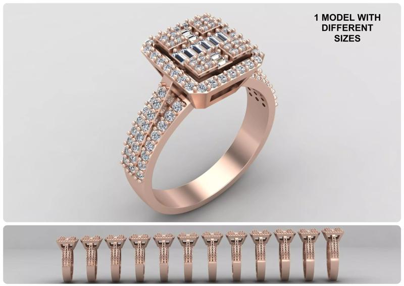 Pack of Emerald baguette rings 46-MWC