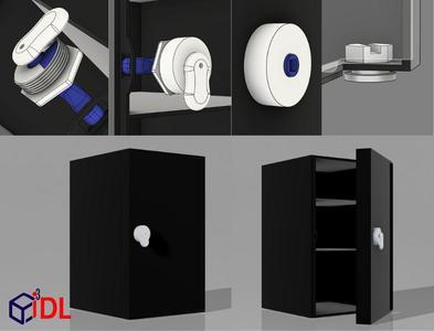 Compact cabinet with door and rotary lock - 3D printable furniture
