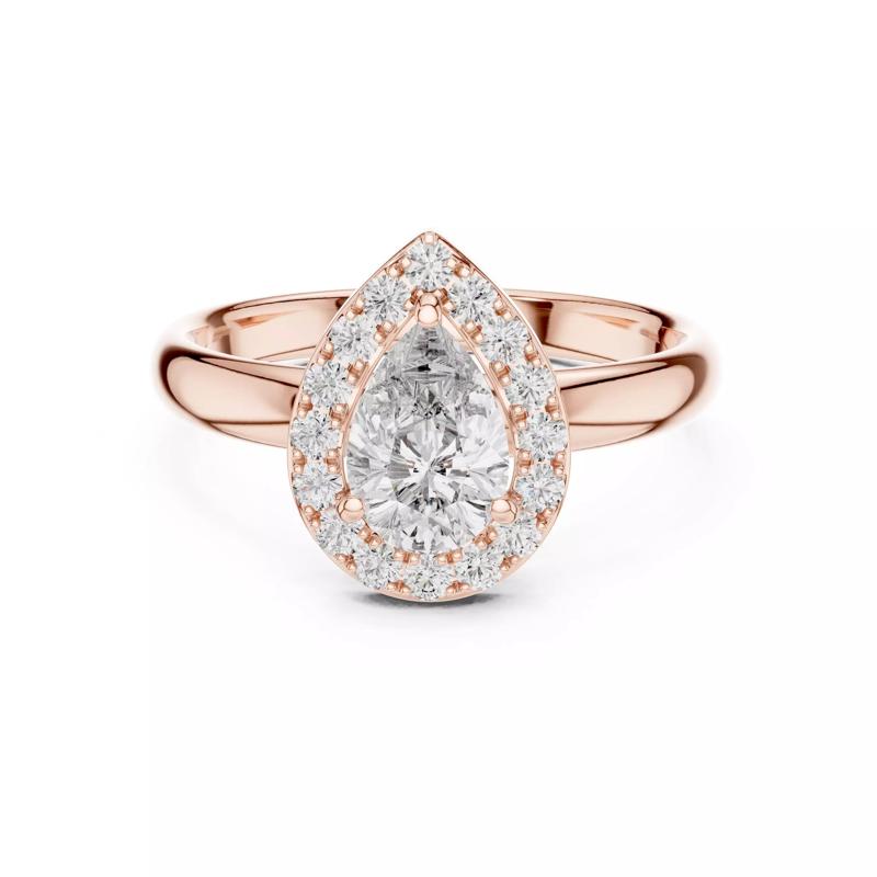 Pear Cut Halo Diamond Engagement Wedding Ring 3DM STL Video