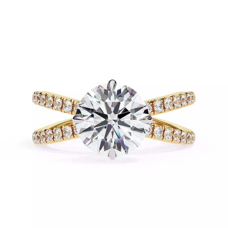 Pave band Cross Round eternity diamond ring for engagement