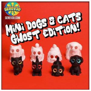 Serev3D Mini Dogs & Cats - Ghost Edition Figures, Keychains & Straw Buddies, No Supports 3D Print STL/3MF