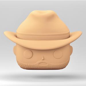 A male head in a Funko POP style. A man in a cowboy hat. MH_5-6