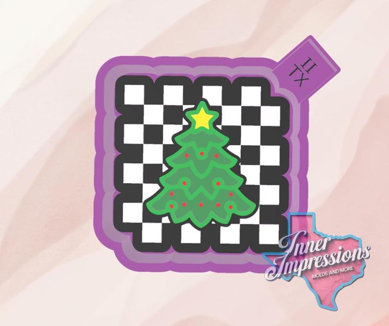 Checkered Christmas Tree Freshie Mold