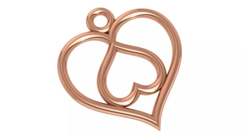 Dual Heart Love Wire Mesh Plain Gold Pendant