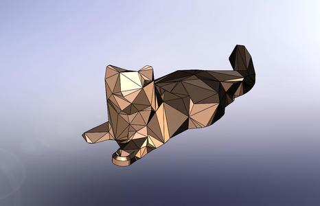Low Poly Cat Keychain - 3d printable