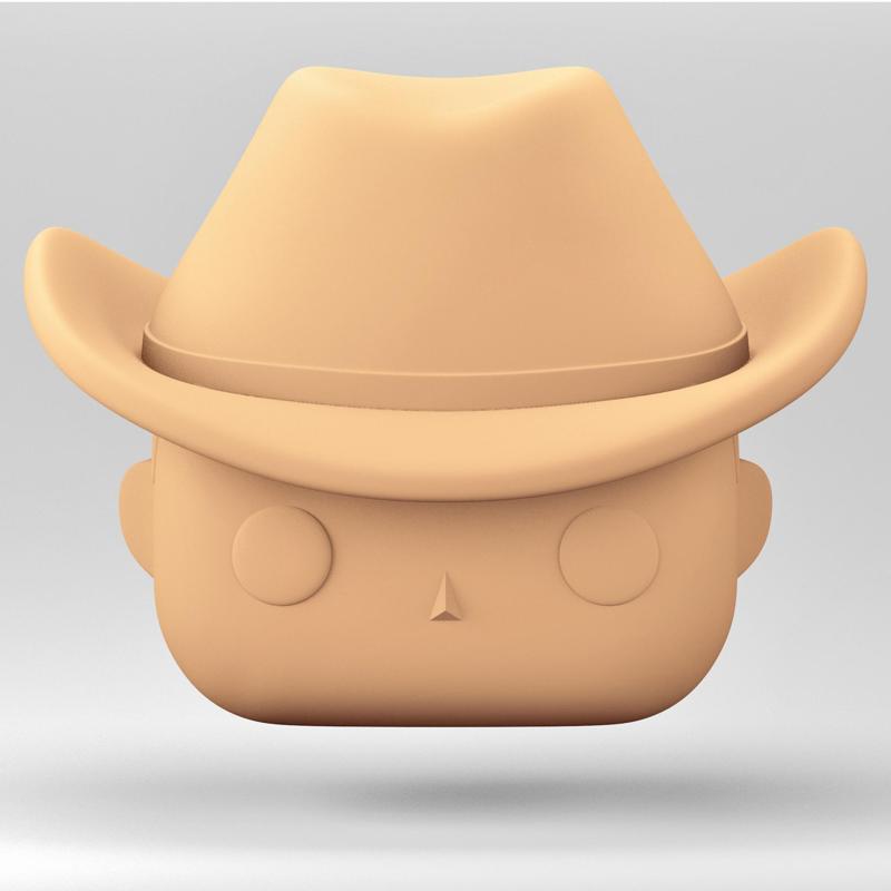 A male head in a Funko POP style. A man in a cowboy hat. MH_5-12