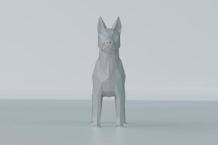 dog sculpture print model alert position