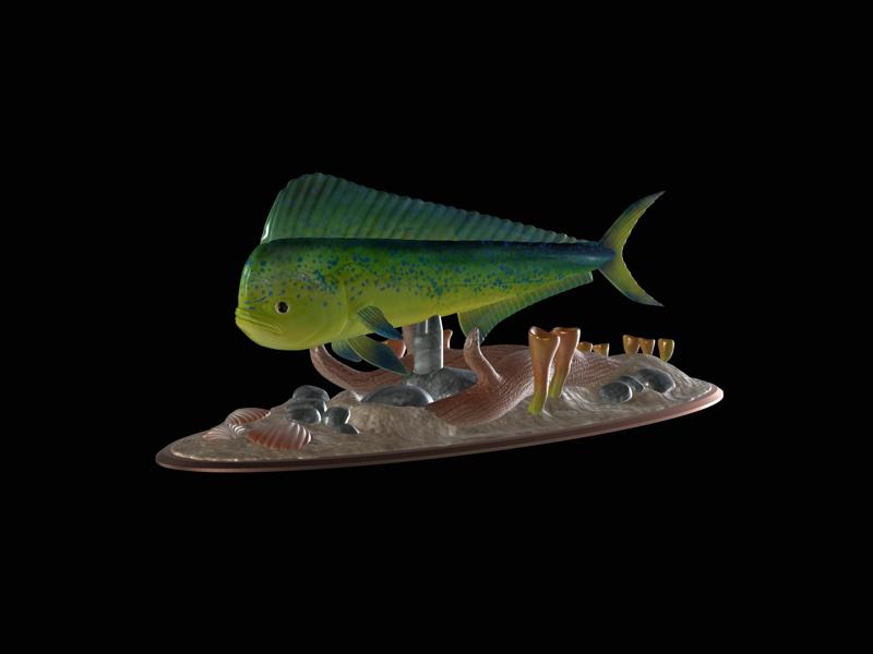 mahi mahi / Coryphaena hippurus underwater statue detailed texture for 3d printing