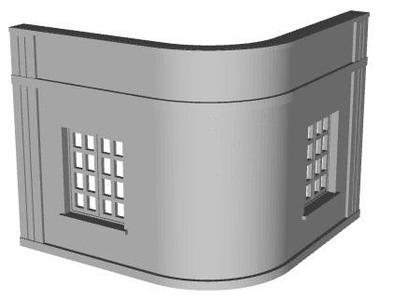 Corner shop top floor window type 2 module 1/76 scale