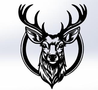 Majestic Deer Head Line Art – Large Antlers
