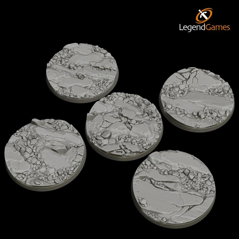 60mm Round Natural Rock and Stone bases x5 - LegendGames