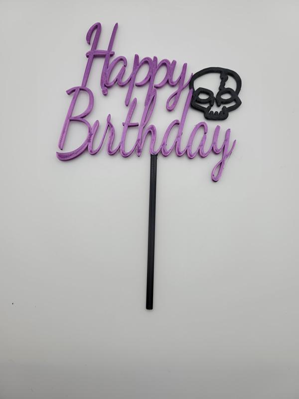 Skull Happy Birthday Cake Topper
