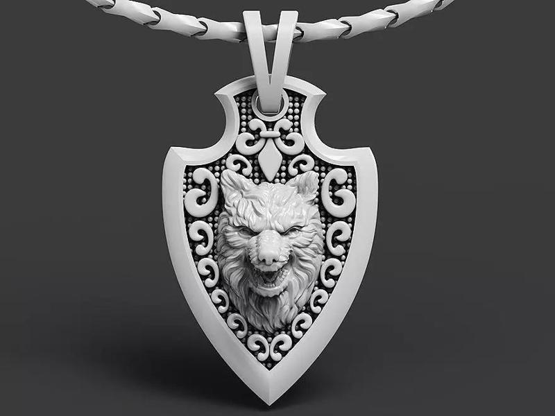 Fashion Wolf Pendant Silver Gold  Print
