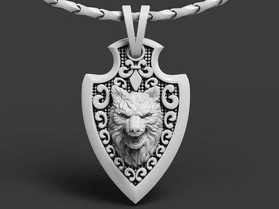 Fashion Wolf Pendant Silver Gold  Print