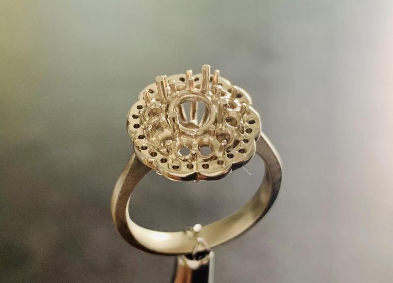 Oval Gem Woman Diamond Gold Ring 3D print model an 179