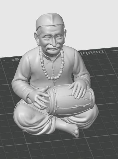 Warkari Devotee with Dholki – Bhakta Figurine