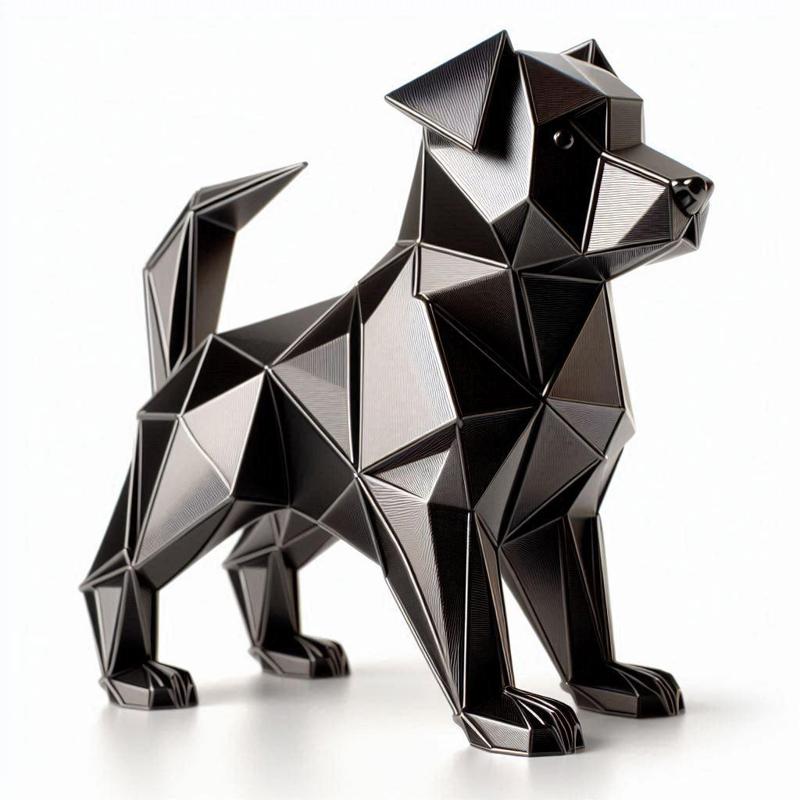 Low Poly Dog Showpiece 3D Print – Minimalist Decorative Figurine