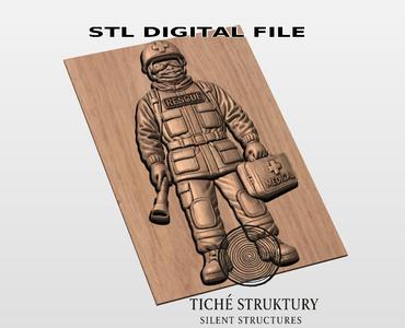 Rescue Soldier – Emergency Bas Relief – 3D STL Model