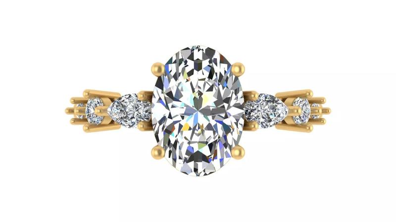 Oval-Cut Three-Stone Engagement Ring