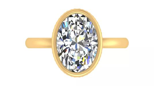 Oval-Cut Bezel Set Halo Ring