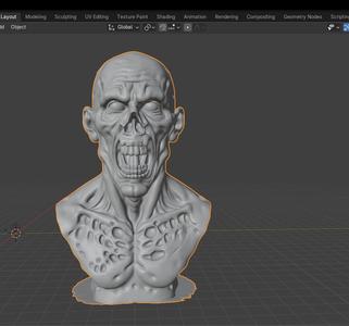 Ultra-Detailed Zombie Bust for Halloween & Horror Fans