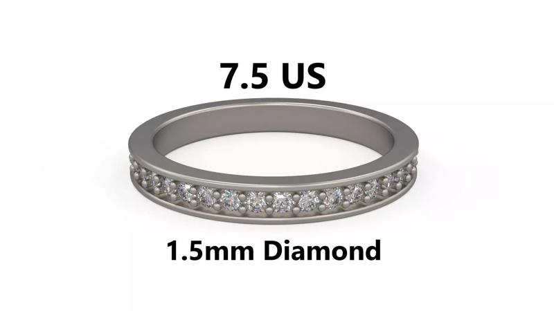 Model 1227 Eternity Band Ring 7 and half US Size 1pnt5mm Diamond