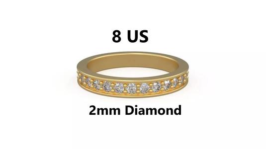 Model 1216 Eternity Diamond Band Ring 8 US Size 2mm Diamond