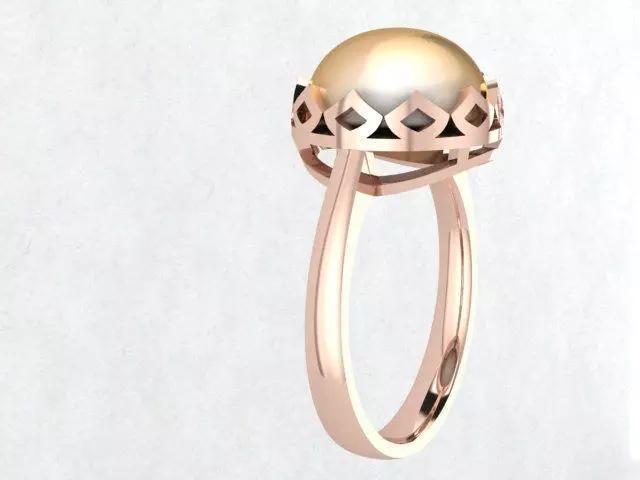 Model of a Pearl and Diamond Women Ring
