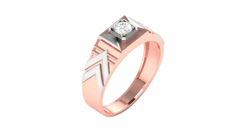 Modern Rose Gold Diamond Ring with Geometric Accents